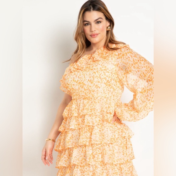 ELOQUII CHIFFON RUFFLE DRESS- NWOT - Picture 6 of 6